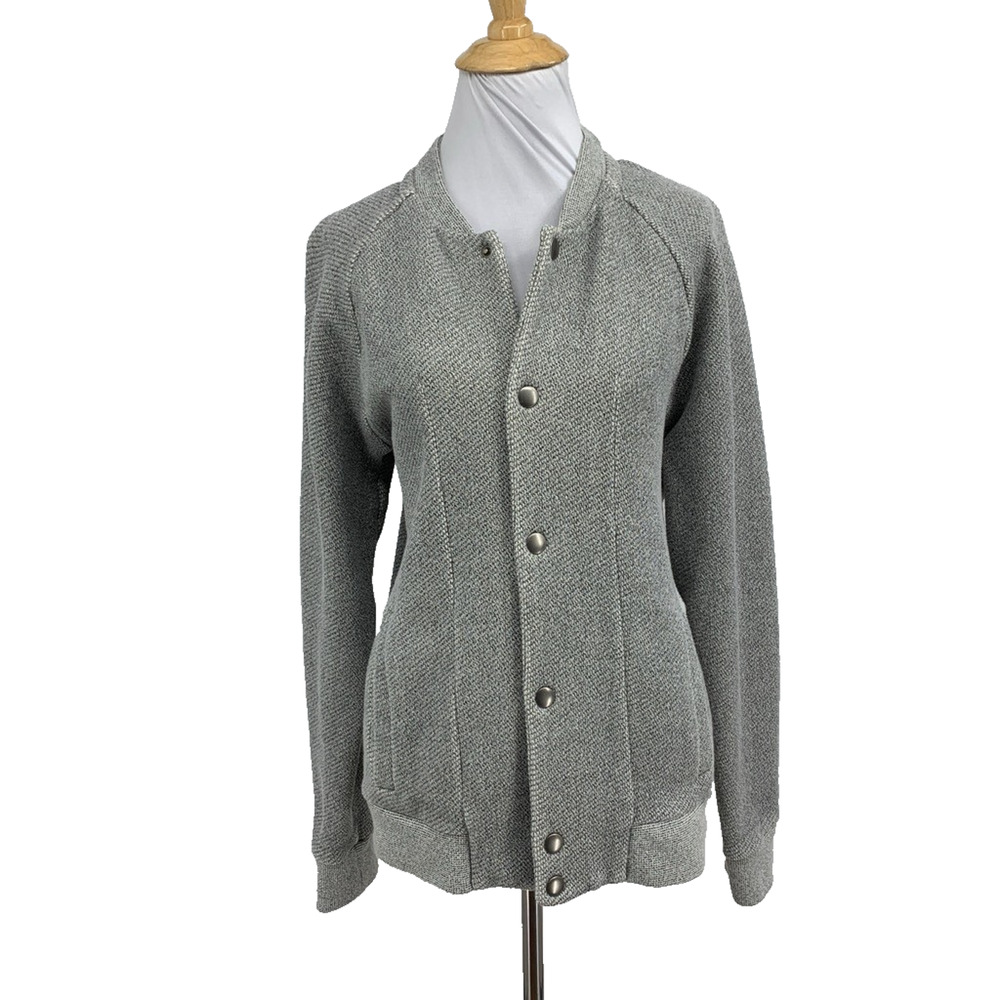 Cos Jacket Womens S Small Gray Cotton Blend Bomber Snap Buttons Up Long Sleeve